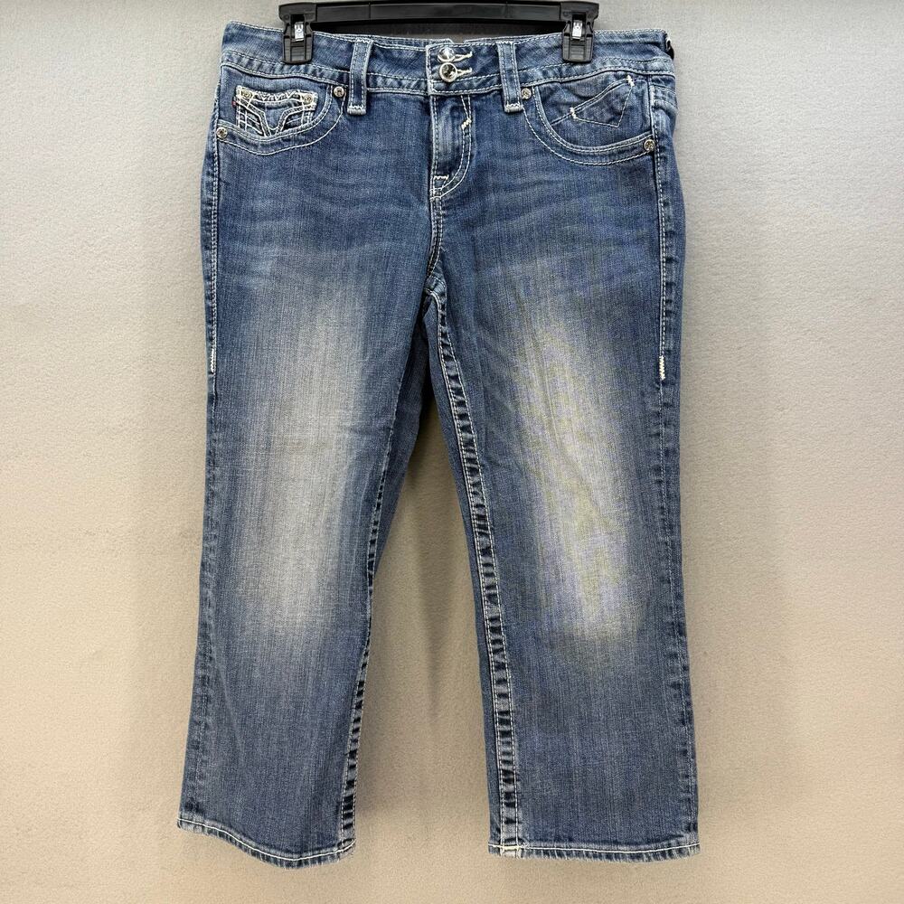 Vigoss Jeans Capri Women's 9/10X21 Blue The New York Capri Embellished Pockets - Picture 1 of 15
